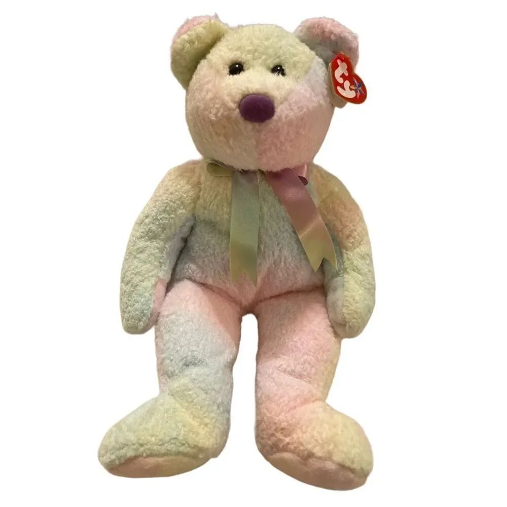 1999 Groovy Bear Ty Beanie Buddies Plush Collectible Vintage Y2K 90s